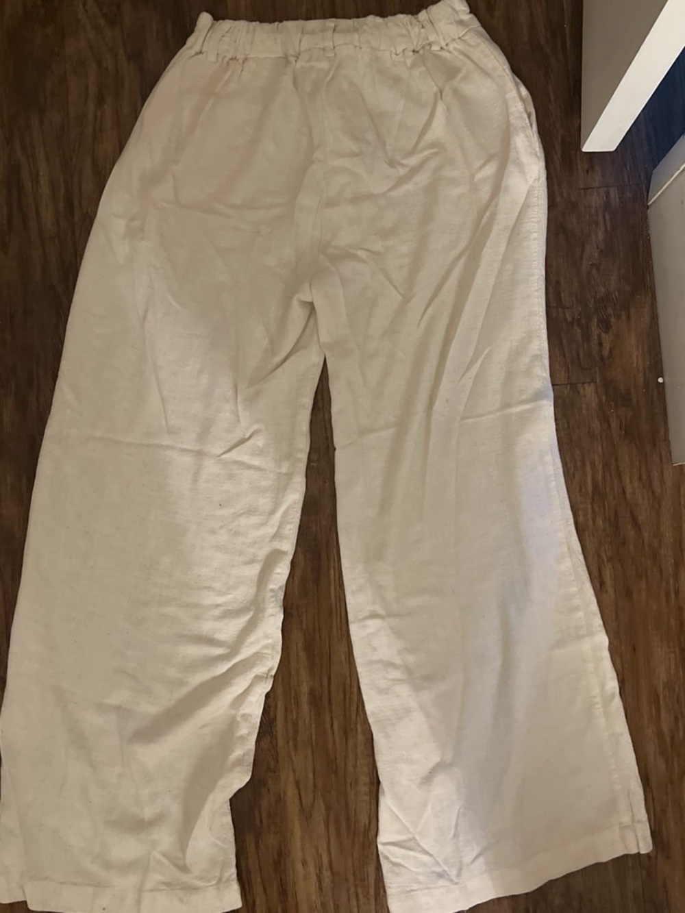 Wide-Leg Cream Trousers - Picture 3 of 3